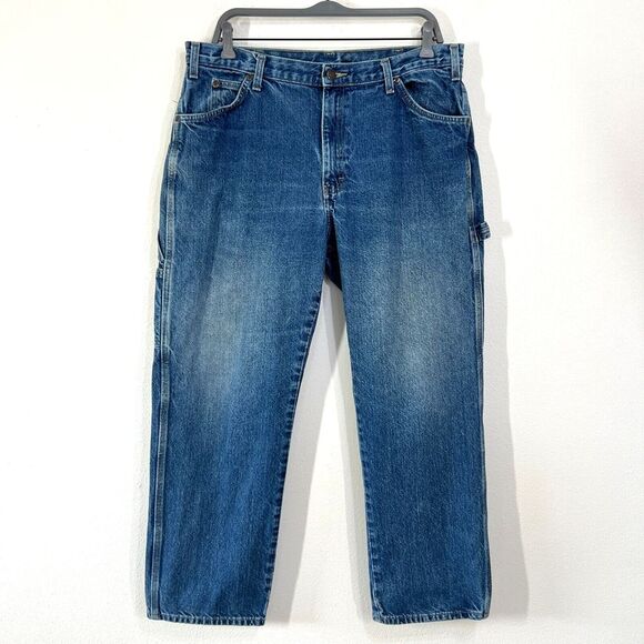 Dickies Carpenter Jeans Men 36 x 29 Baggy Blue Denim  Utility Mechanic  Workwear - Picture 1 of 8